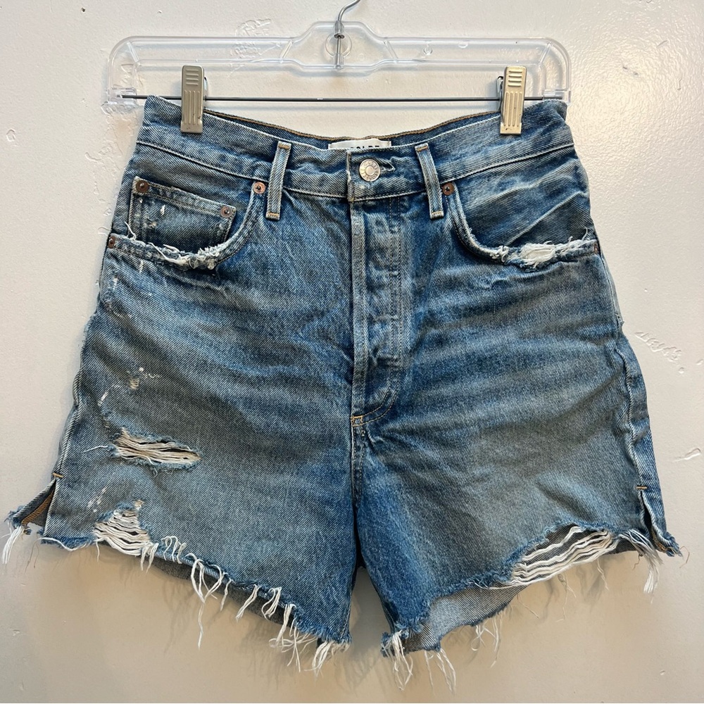 Agolde Distressed Blue Jean Shorts